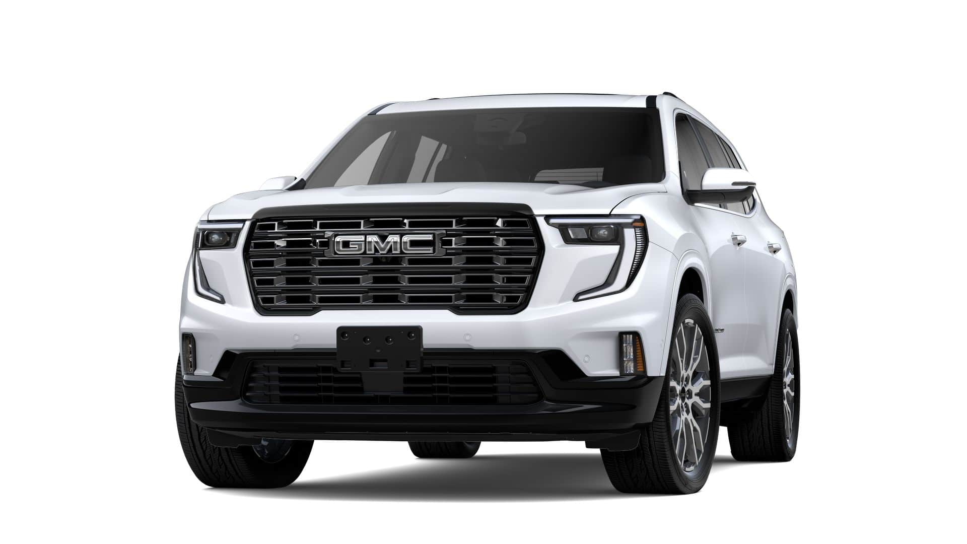 2026 GMC Acadia FWD Denali Ultimate in Glacier White Tricoat — front three-quarter view