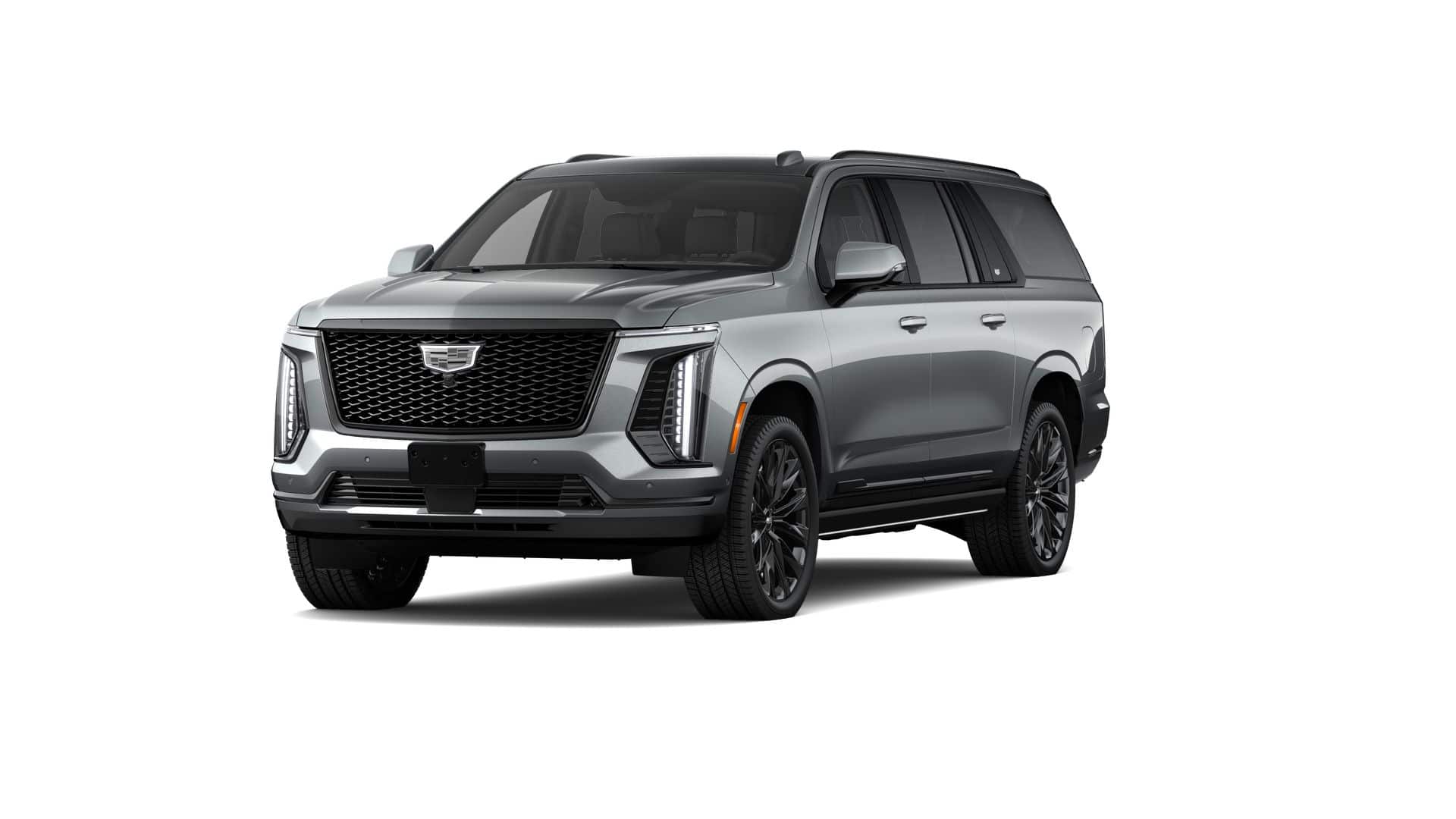 2026 Cadillac Escalade ESV Platinum Sport in Argent Silver Metallic — front three-quarter view