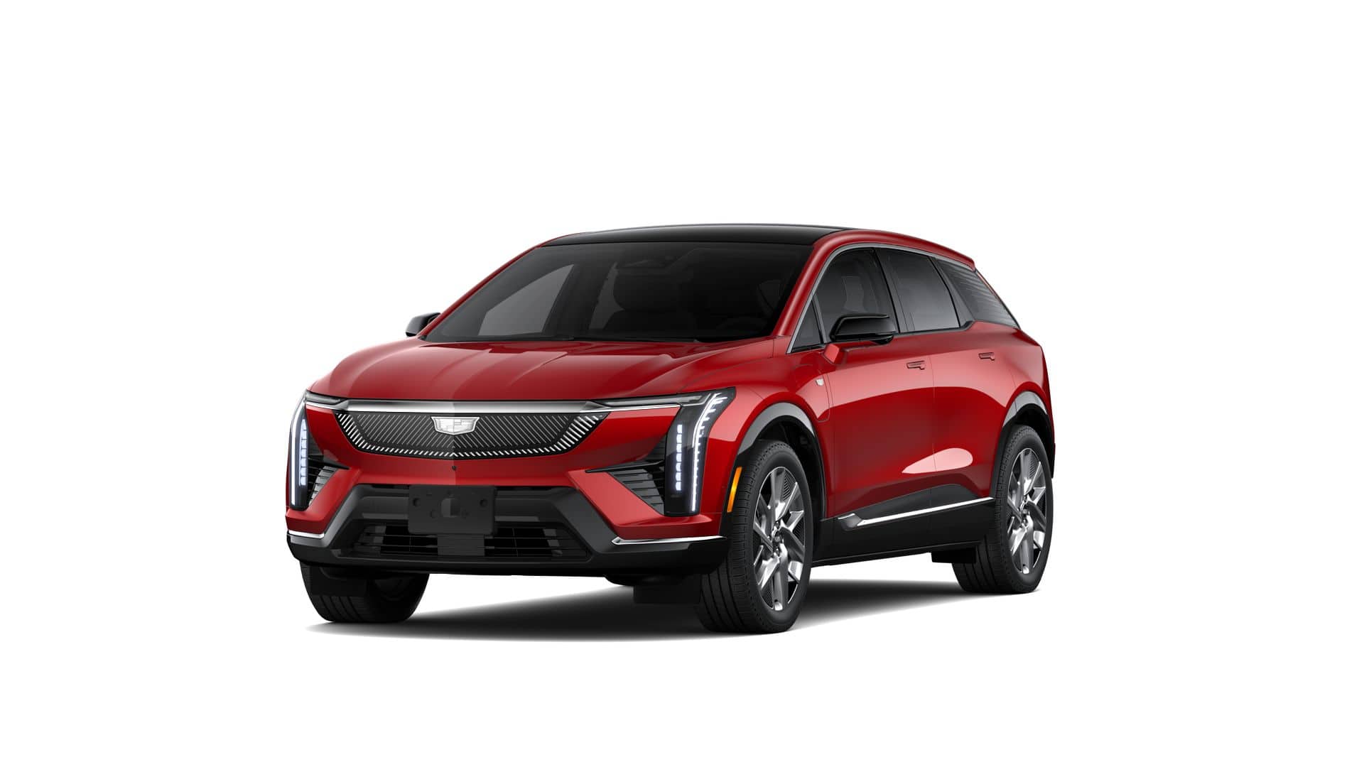2026 Cadillac OPTIQ Luxury in Radiant Red Tintcoat — front three-quarter view