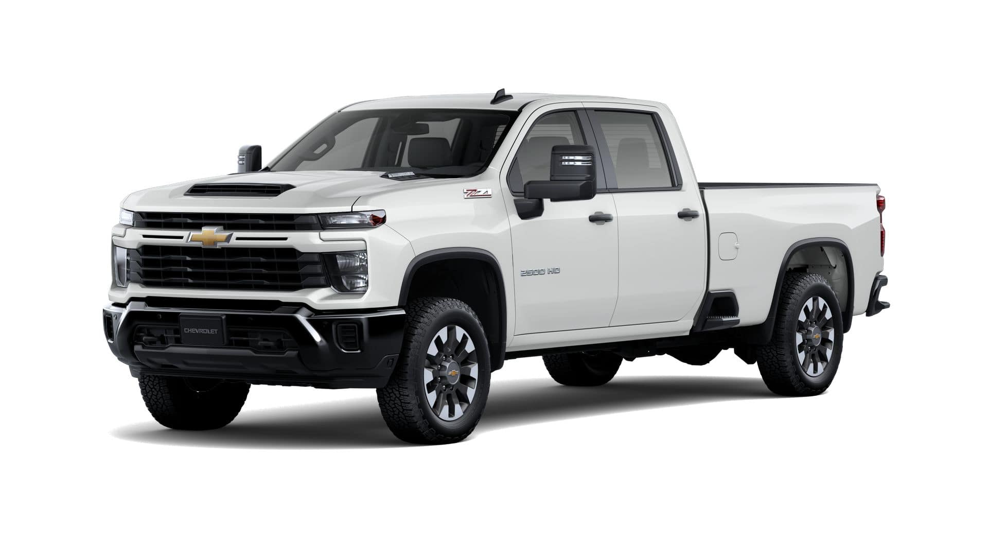 2026 Chevrolet Silverado 2500 HD Custom in Summit White — front three-quarter view