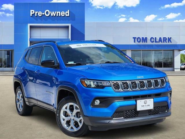 2024 Jeep Compass Latitude in Hydro Blue Pearlc — front three-quarter view