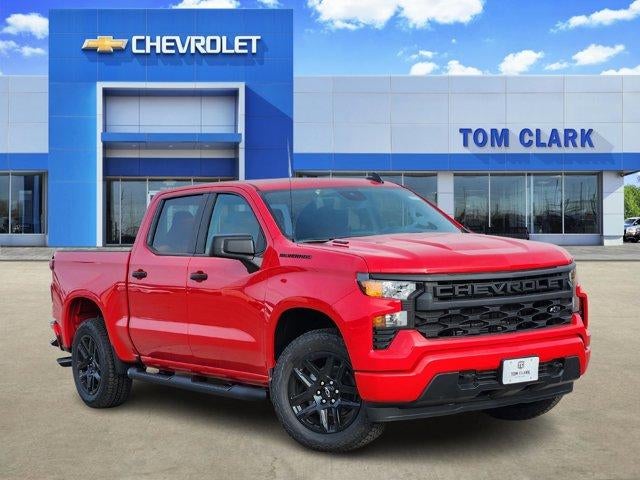 2026 Chevrolet Silverado 1500 Custom in Red Hot — front three-quarter view