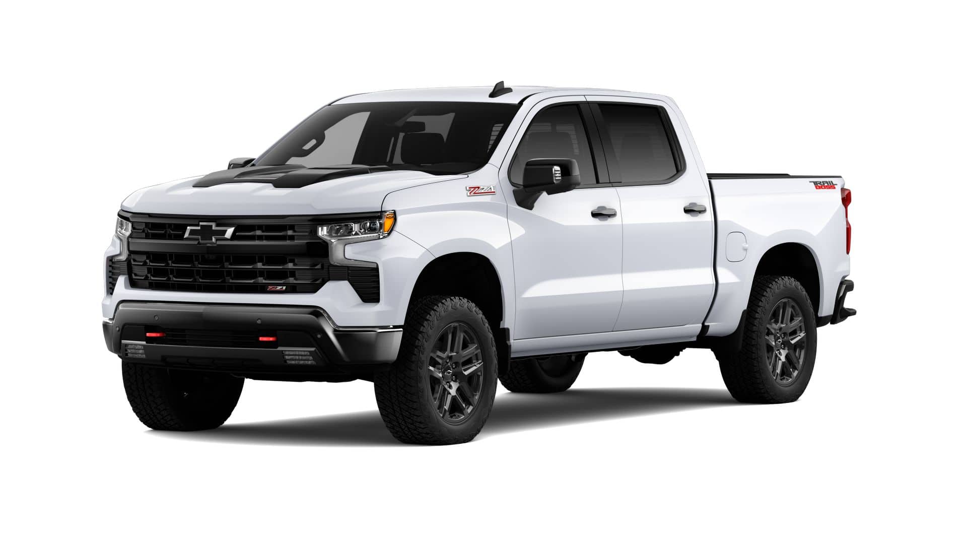 2026 Chevrolet Silverado 1500 LT Trail Boss in Summit White — front three-quarter view
